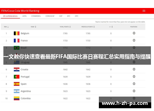 一文教你快速查看最新FIFA国际比赛日赛程汇总实用指南与提醒